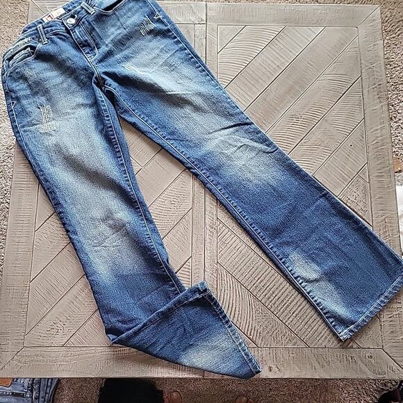 Y2K LEI Jeans Womens 11 Long Light Wash Boot Cut Denim Felicia - Picture 1 of 8